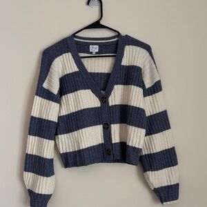Blue Rain Navy and Cream Striped Cardigan